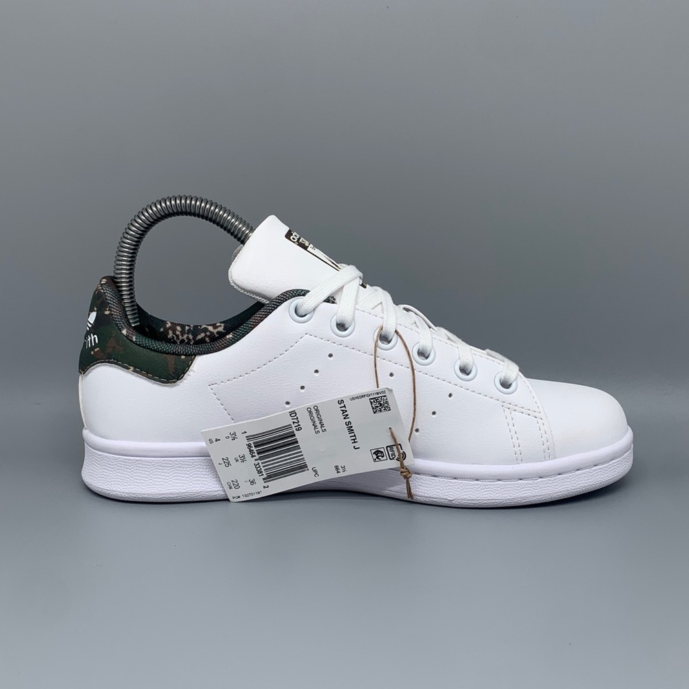 Adidas Stan Smith J ID7219 White Camo Shoes Youth Sz 4 EU 36 - Picture 8 of 11